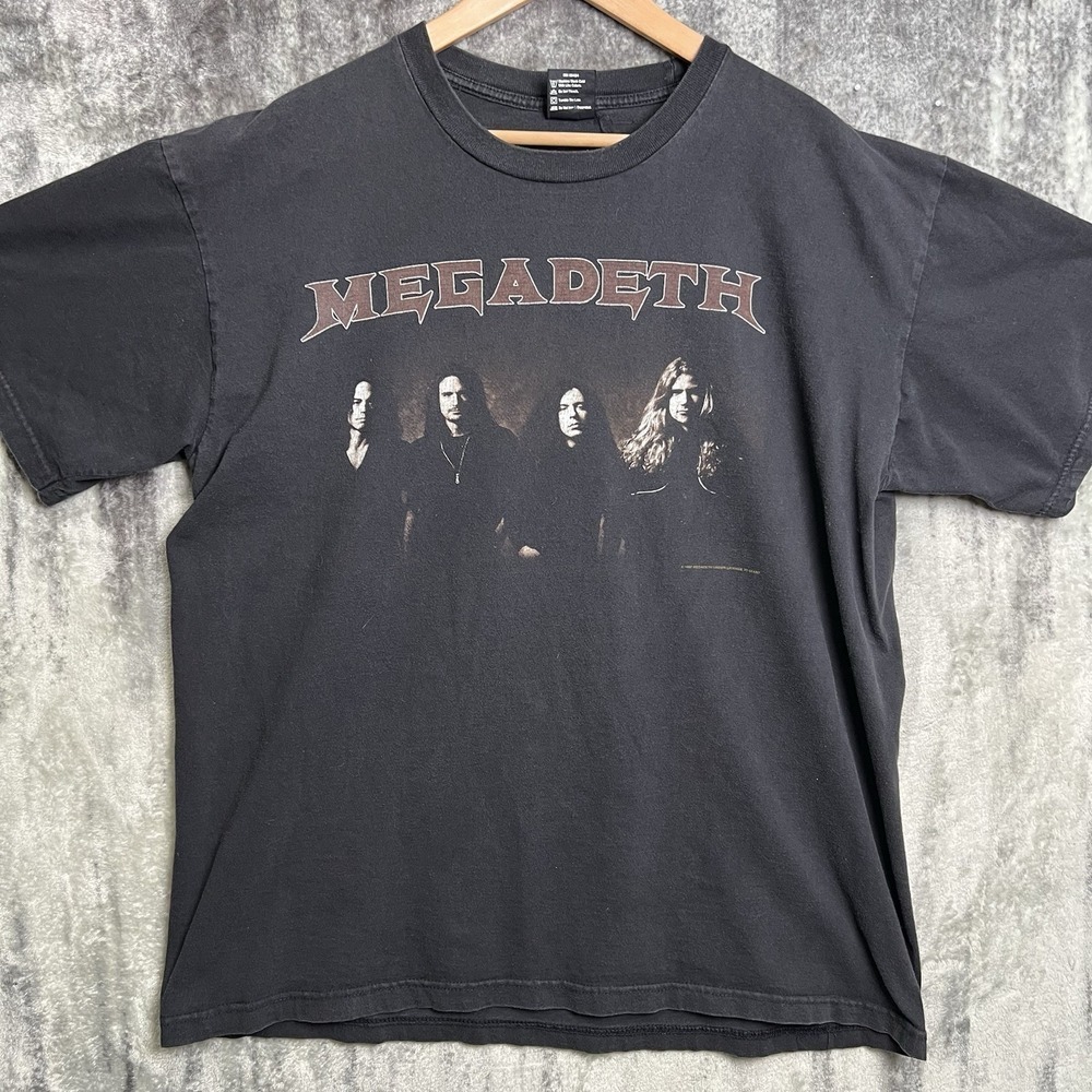 VTG 1997 Megadeth Band Photo T Shirt Giant XL Heavy Metal Front Back Snake